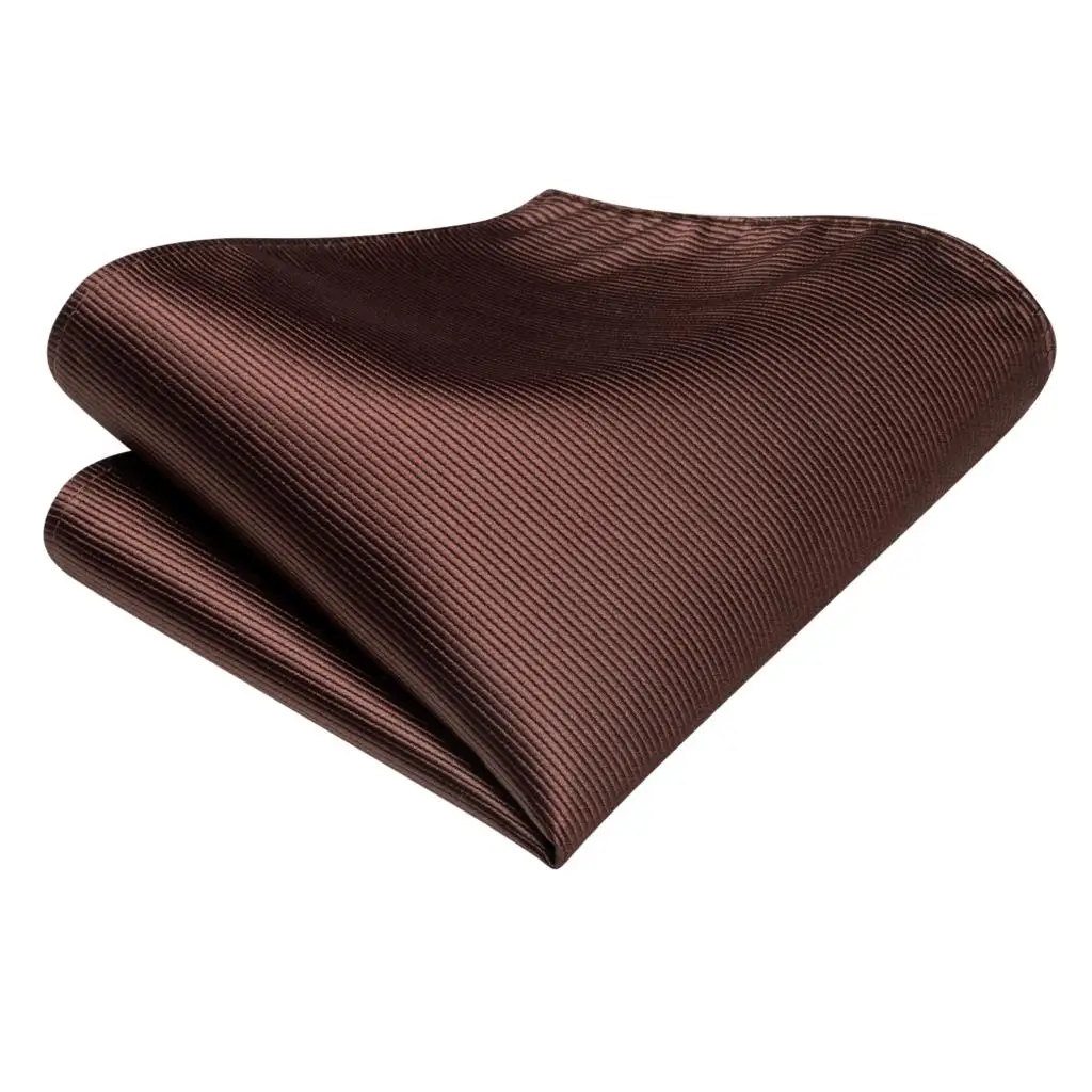 Solid Coffee Brown Silk Wedding Tie For Men Gift Mens Necktie Handky Cufflink Fashion Business Party Dropshiping Hi-Tie Designer