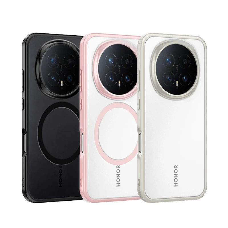 Magnetic Translucent Matte Hard PC Shockproof Case - Semitransparent Back Cover