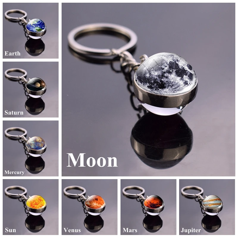 Solar System Planetary Keychain, Galaxy Nebula Double-sided Glass Space  Astronaut Pendant, Fashionable Men's Car Keychain - AliExpress