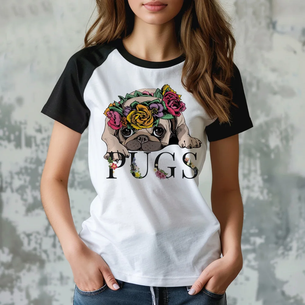 

Pug t shirt women Y2K Japanese Tee girl graphic harajuku comic clothes