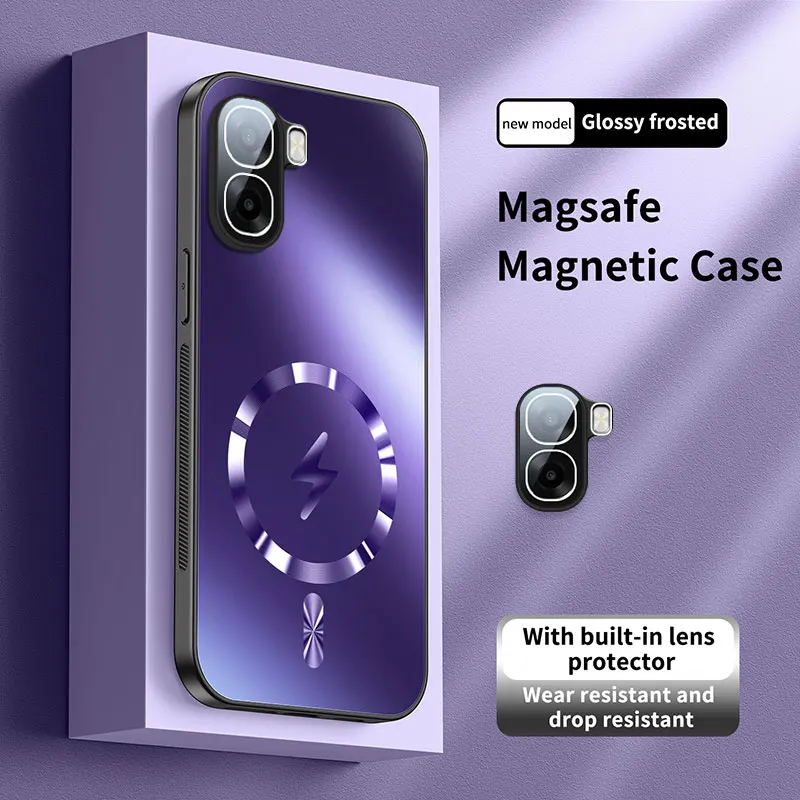 Enhanced Magnetic Shockproof Back Cover with Camera Lens Protection and Wireless Charging Compatibility