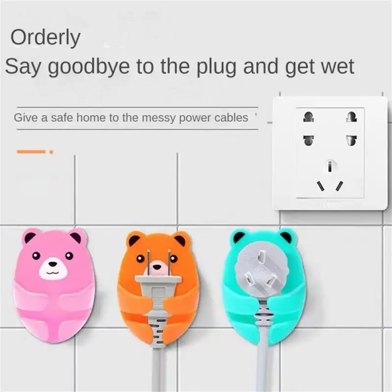 

Wall Storage Hook bear plug bracket Punch-free Power Plug Socket Holder Kitchen Stealth Hook Wall Adhesive Hanger Bathroom