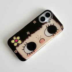 Lovely Big Eyes Girl Kawaii Cartoon Luxury Phone Case Cover - iPhone 15 Plus (A)
