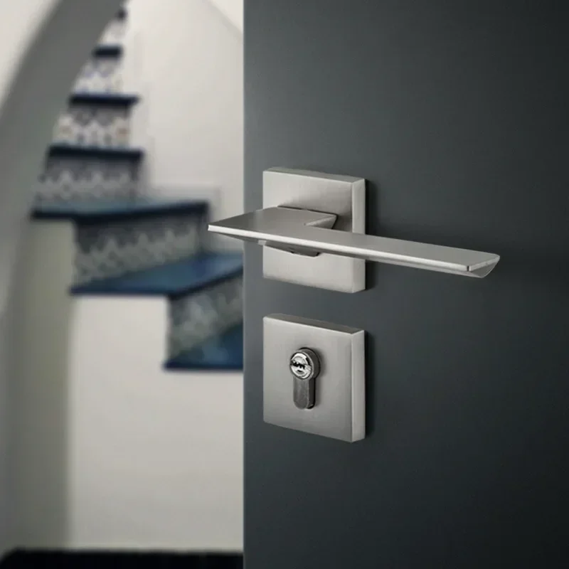 Door latch door handle lock door lock latch indoor bedroom silent room door lock Nordic nickel brushed split lock handle