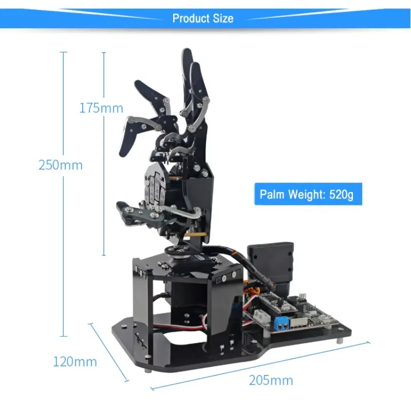 오픈 소스 바이오닉 로봇 핸드 오른손 다섯 손가락 UHand2.0 STM32 버전