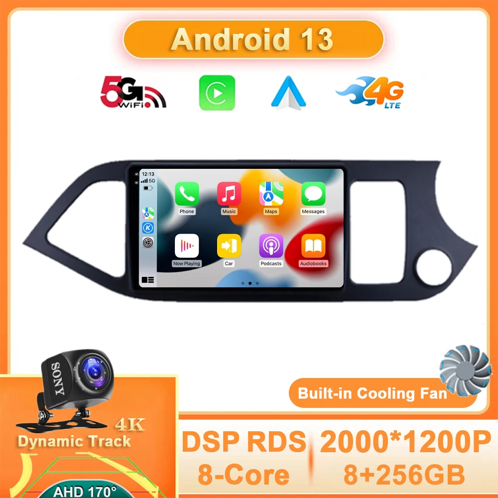 

Android 13 Car Radio For KIA PICANTO Morning 2011 - 2016 GPS Navigation Carplay Auto 4G WIFI Mulitmedia Stereo Video Player QLED
