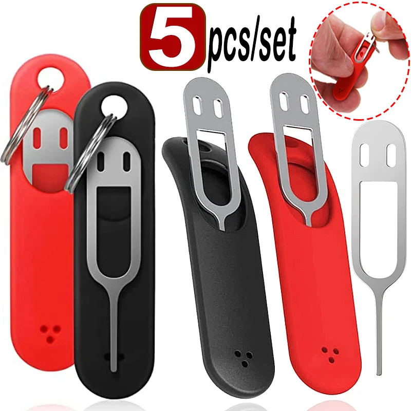 Rimozione Della Carta Sim Ago Pin E Anti-Perso Vassoio Charm Portachiavi Anelli Divisi Telefono Sim Card Storage Case Ejecter Tool Needles