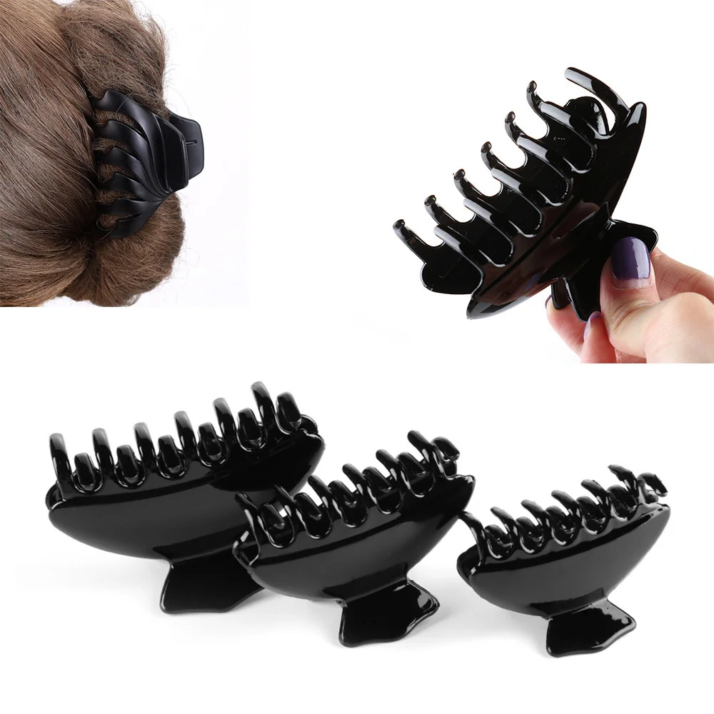 Fashion Headwear for Women Simple Plastic Black Hair Claw Clips Summer Crab for Hair Tins Hair Clamps for Washing Device Beauty 24pcs garbage can clips garbage bag clips basket plastic waste can trash bag clamps