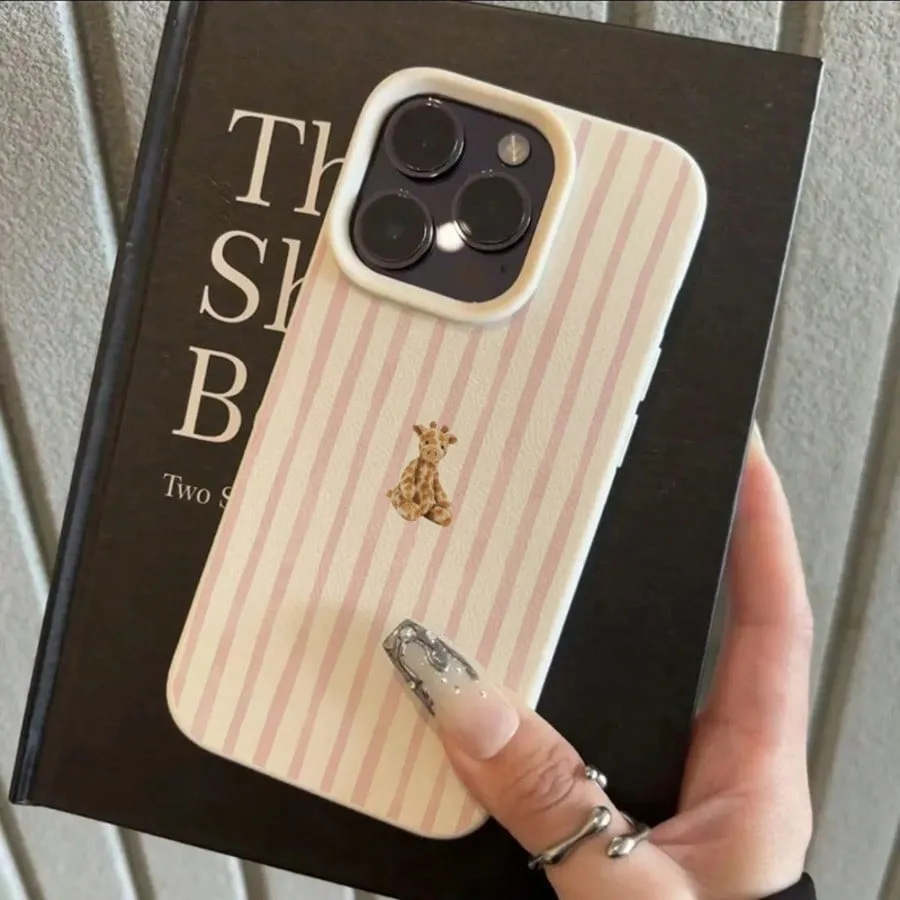 Cute Bowknot Giraffe Striped Pattern Soft Phone Case Cover