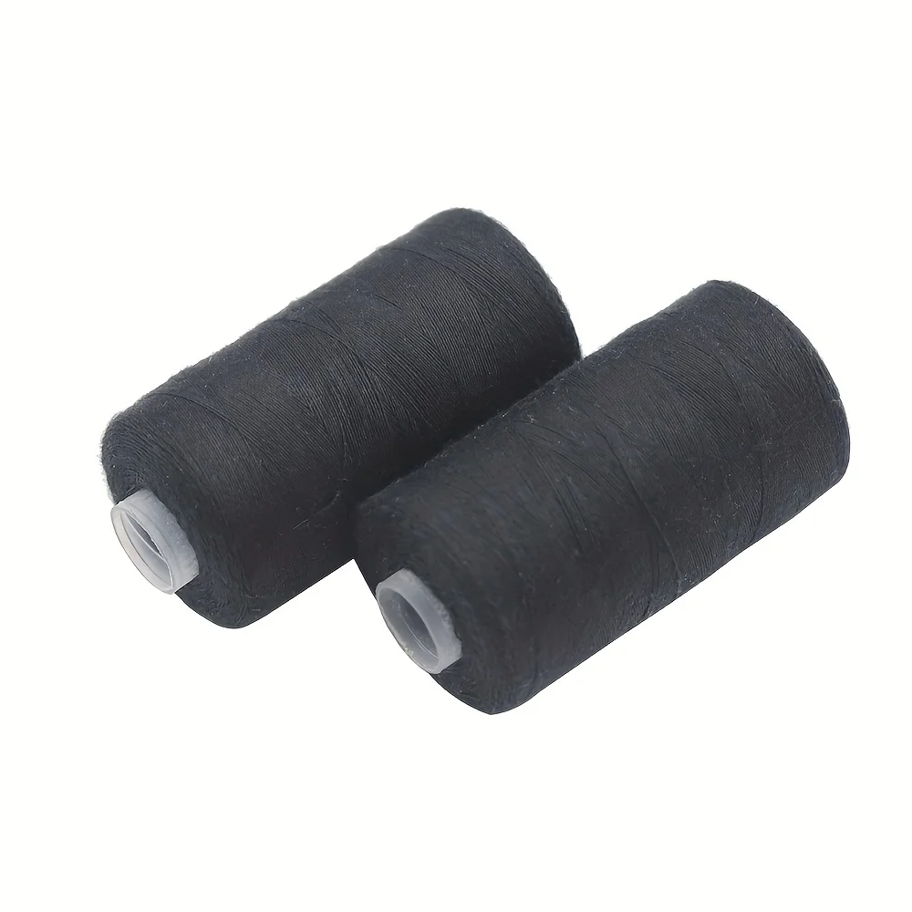 Set of 2 Durable Black and White Polyester Sewing Threads - 500M Each