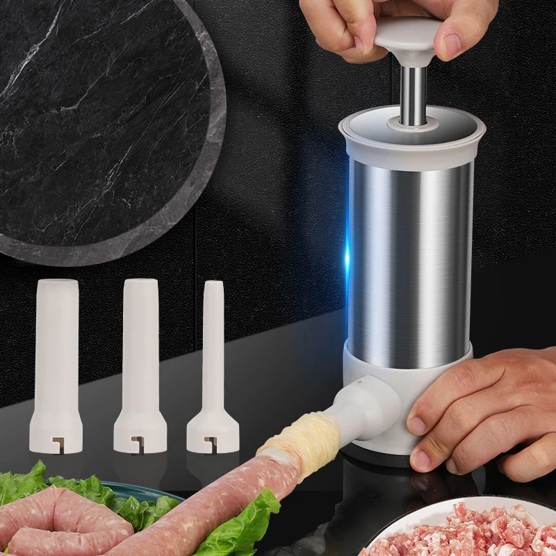 

Stainless Steel Sausage Meat Stuffer Horizontal Sausage Maker Homemade Kitchen Meat Sausage Maker Tool Sausage Filler Kitchen