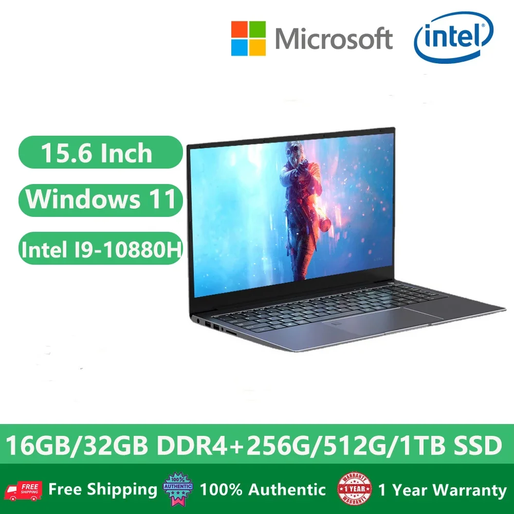 2024 Laptop 10Th Gen I9 Windows 11 Gaming Office Notebook 15.6 Pollici Intel Core I9-10880H 32Gb Ddr4 + 2Tb Nvme Type-C Fingerprint