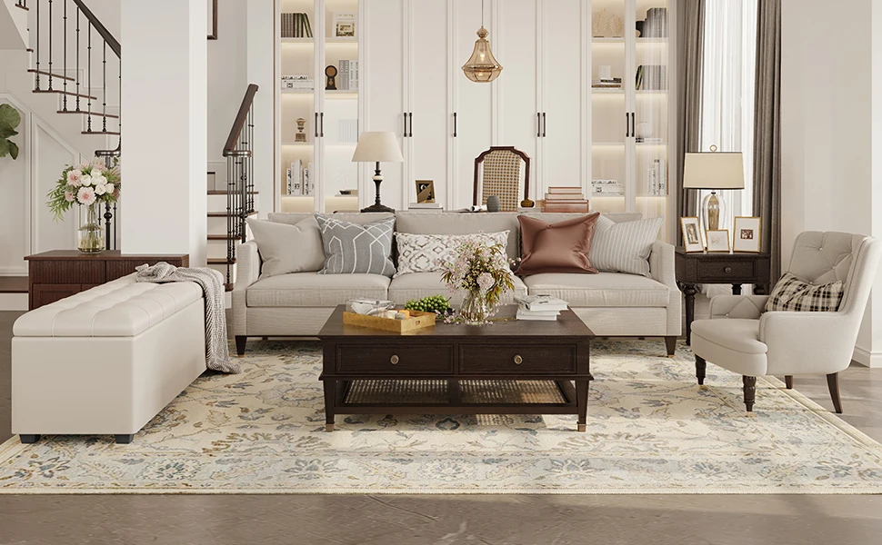 38 Inches long white Ottoman