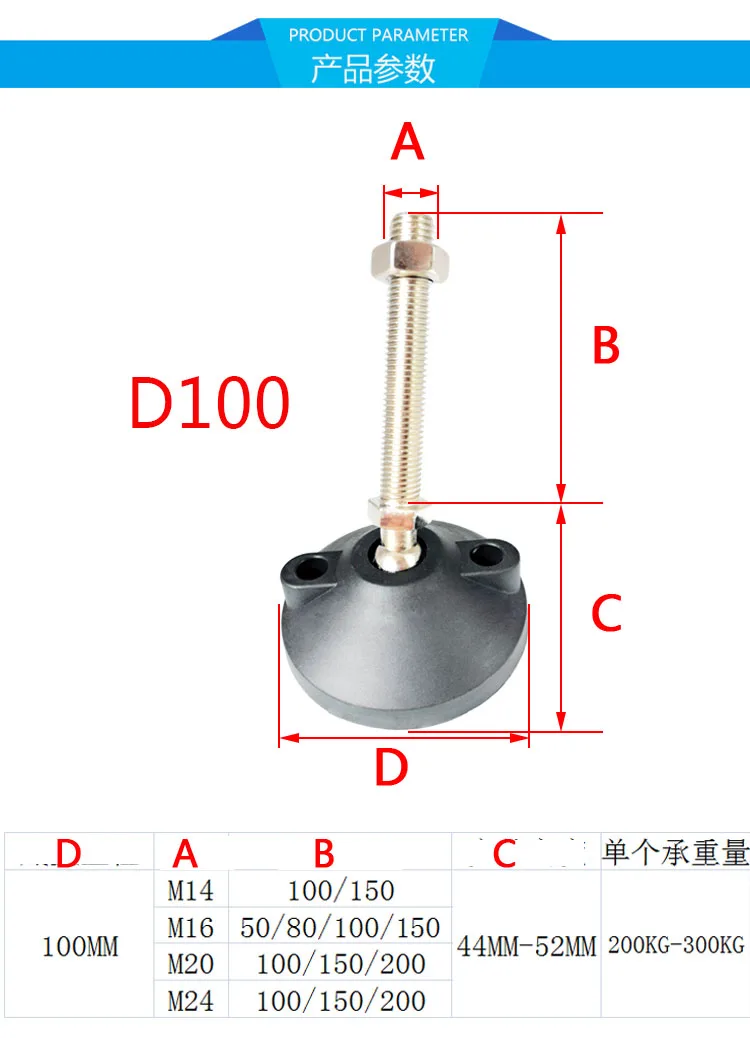 Description Picture 6 of item1PC M8 M10 M12 M16 Directional Adjusting Foot Nylon Universal Hooves Fixed Anchor Cup DIY Hardware for Aluminum Profile