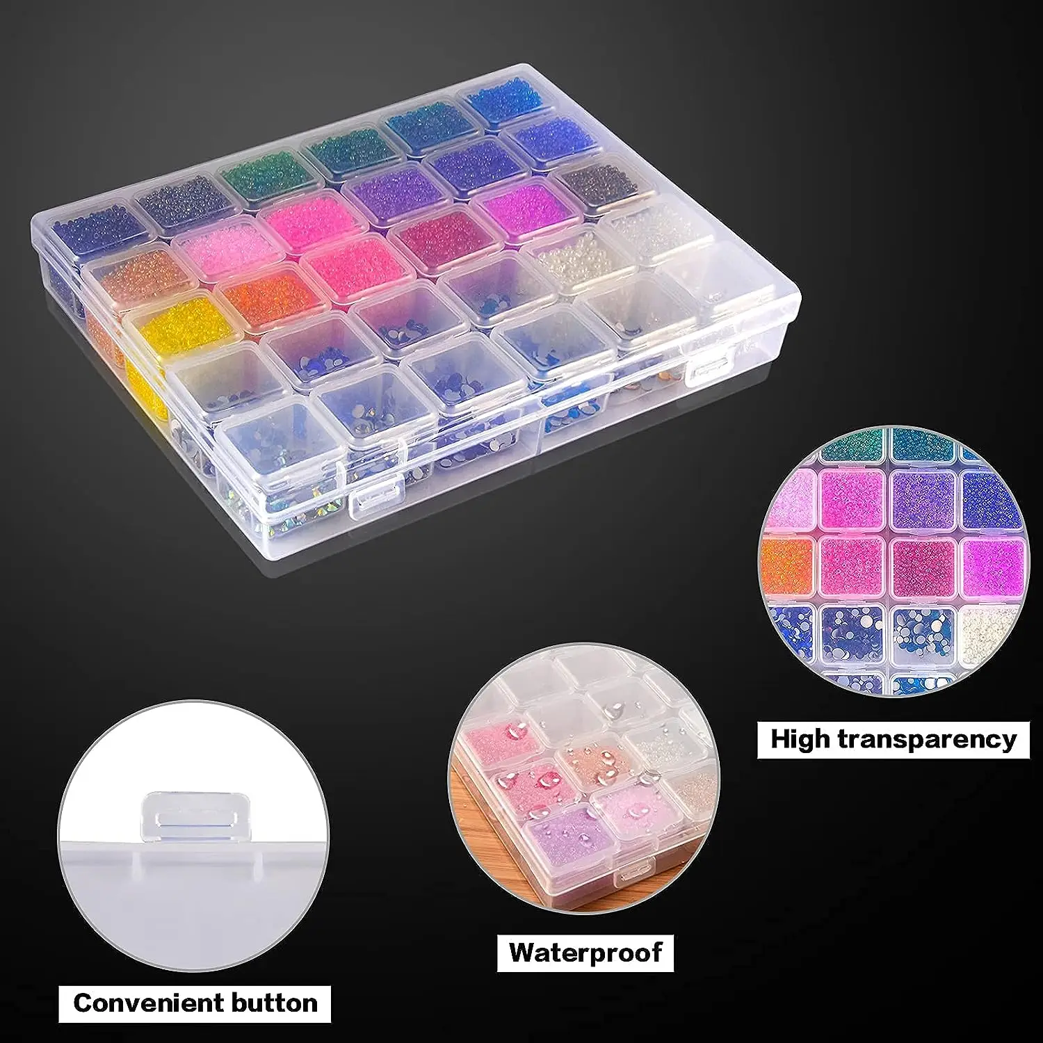 Storage Box Diamond Painting Storage Box 30 Grid Diamond Painting Diamond Box, DIY Art Accessories, Tool Container Accessories, Nail String Jewelry storage box