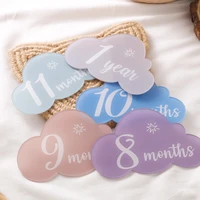 1Set Baby Acrylic Number Milestone Card For Newborn Cute Cloud Shape Photography Props Accessories Month Cards Sticker Baby Gift 4