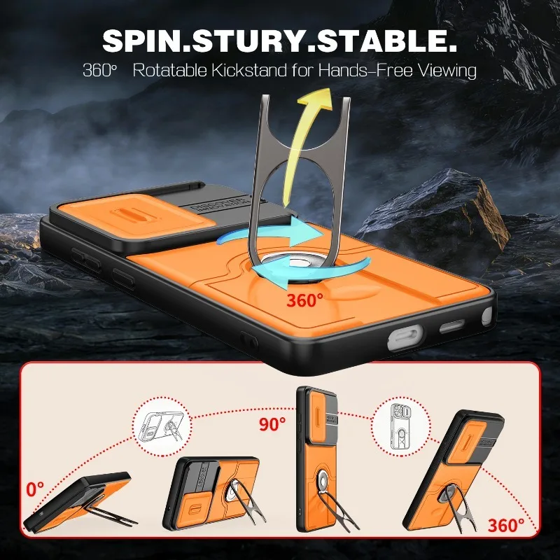 Shockproof Armor Cover with Slide Camera Protection and Magnetic Holder