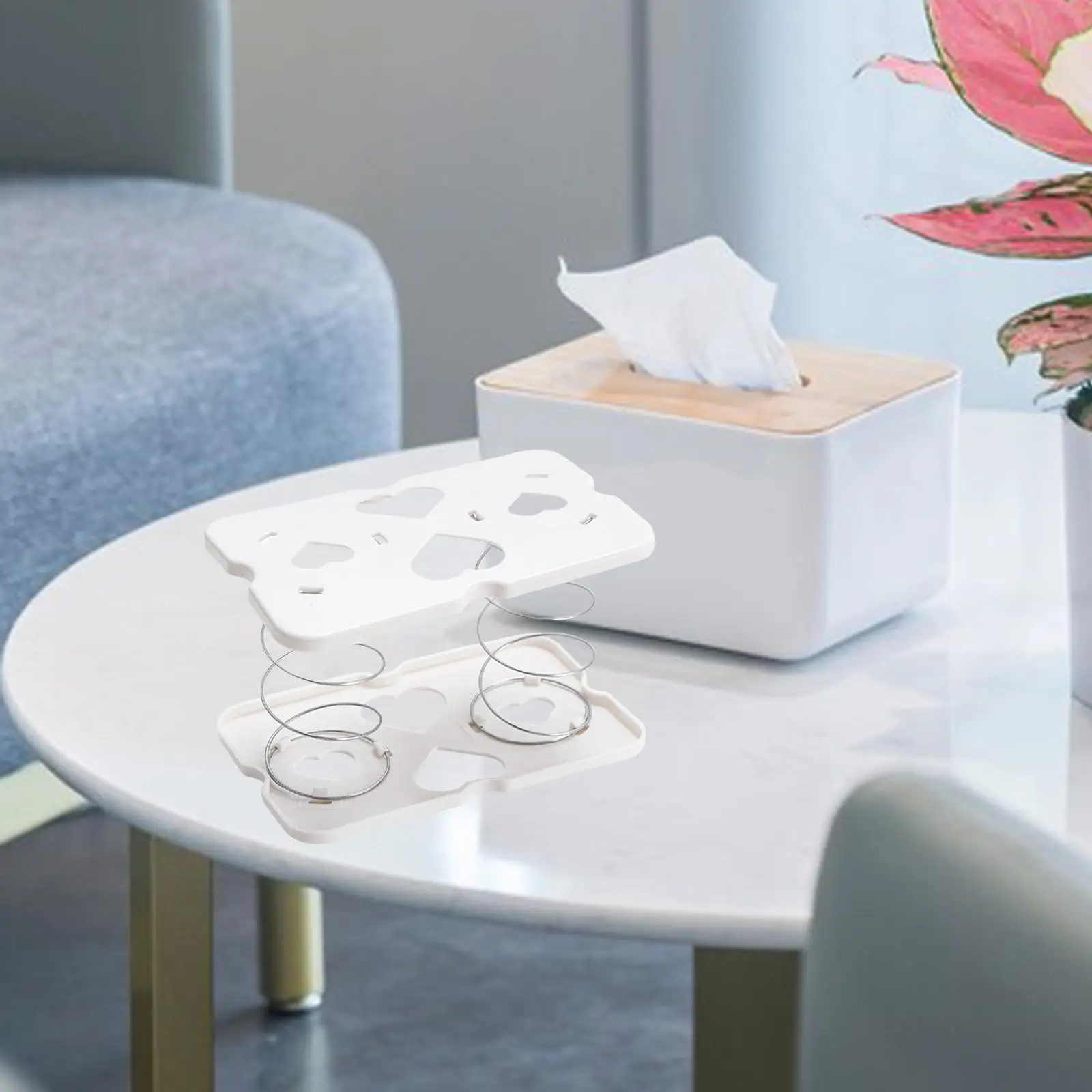 Tissue Dispenser with Spring Spring Loaded Lifting Spring Tissue Holder Plastic for Kitchen Night Stand Tissue Box Holder 2