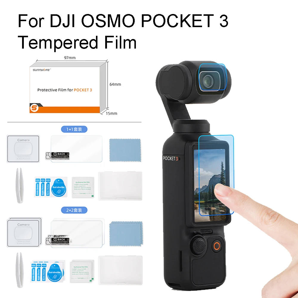 Per Dji Pocket 3 Pellicola Temperata Schermo Dell'Obiettivo Hd Pellicola Antideflagrante Per Dji Pocket 3 Pocket Camera Protector Set