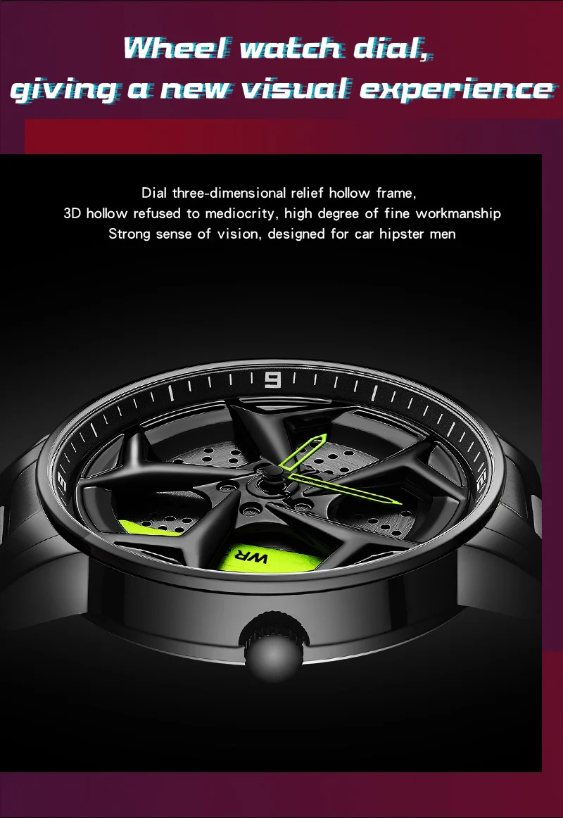 SANDA P1087 Top Brand Sport Car Wheel Rim Hub Watches For GTR Men Super Watch Stainless Steel Waterproof WristWatch Male Reloj