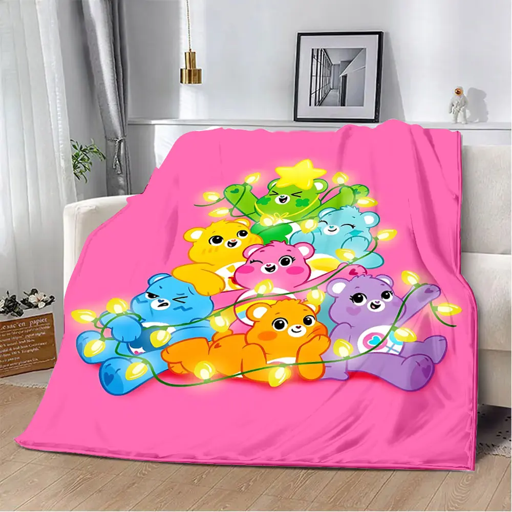 Cute Cartoon Care Bears Printed Blanket Picnic Blankets Warm Blanket Soft and Comfortable Blanket Home Travel Birthday Gift 4