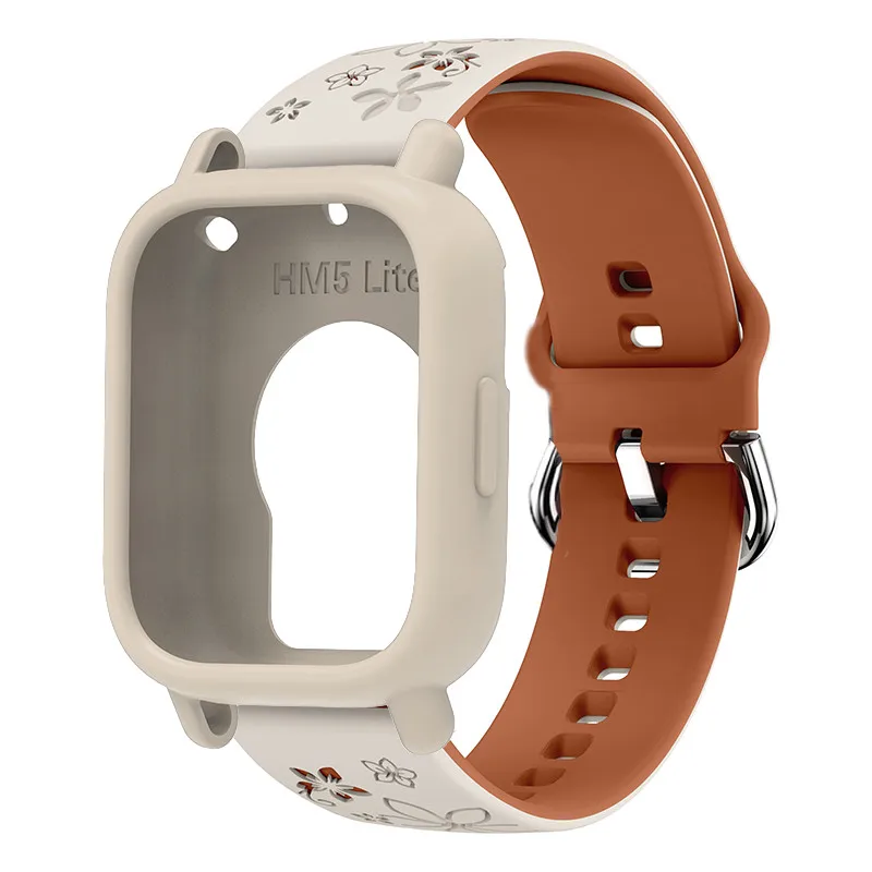 Engraved Silicone Sports Band with Protective Case - Premium Watch Strap Accessory