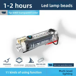 Compact Rechargeable Keychain Flashlight - Infrared Side Light for Outdoor and Emergency Use (Transparent color)