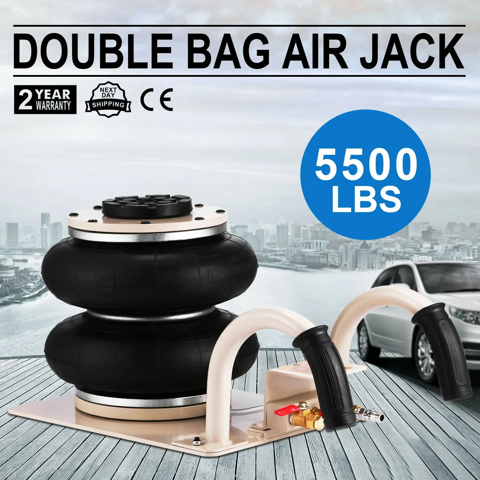 pneumatický zvedák zvedá auto