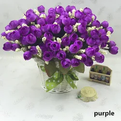 Elegant Silk Rose Bouquet - 15 Blooms for Home Decor, Weddings, and Gifts (PURPLE)