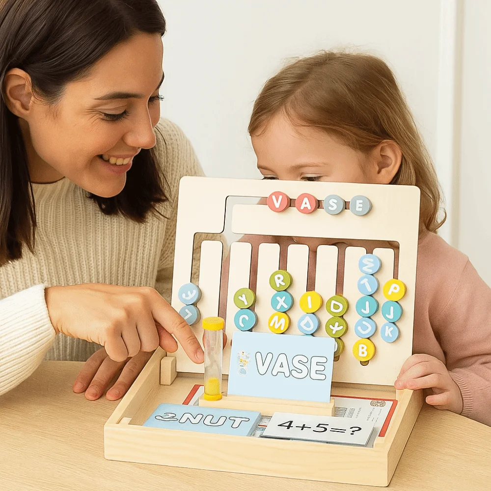 Four-color moving number English double-sided chess children's early education intelligence game learning box toy