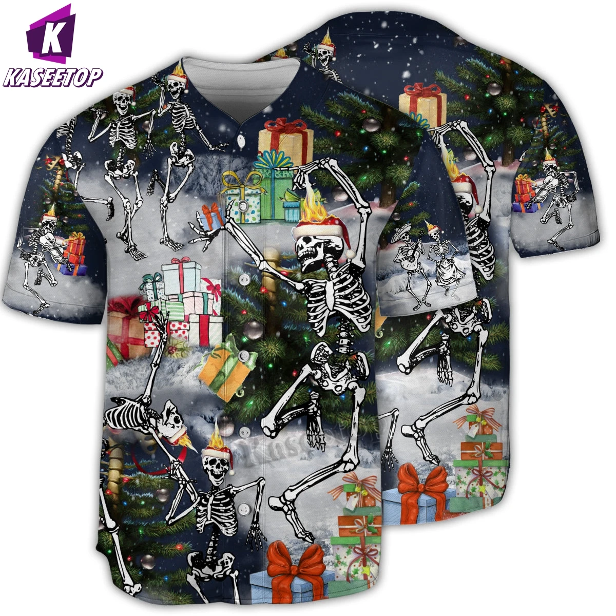 

Skull Dancing With Christmas Men 3D Print Baseball Jersey Shirt Adult Summer Tee Shirt Men Hip Hop Tops Tee Oversized Streetwear