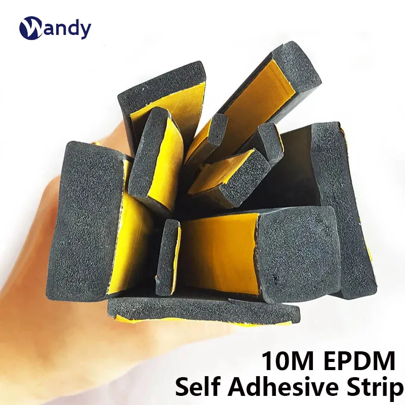 

10Meter EPDM Self Adhesive Sponge Seal Strip Tape Rubber Strong Single-sided Adhesive Soundproof Anti-collision Foam Seal Gasket