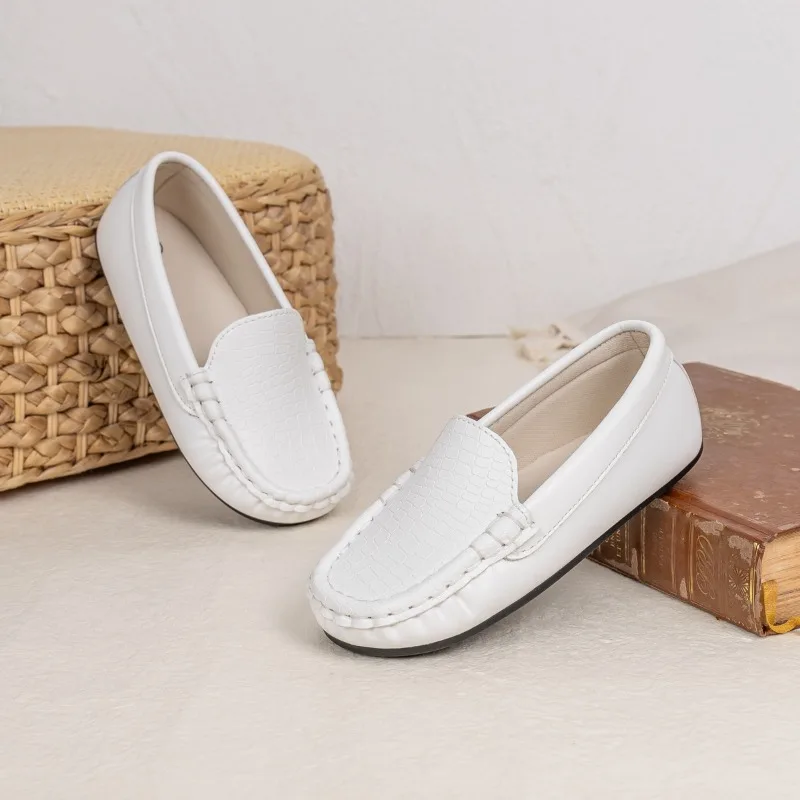 Simple New Boys Catwalk Leather Shoes 2025 Versatile Kids School Formal Uniform Flat Shoes Children Causal Performance Loafers