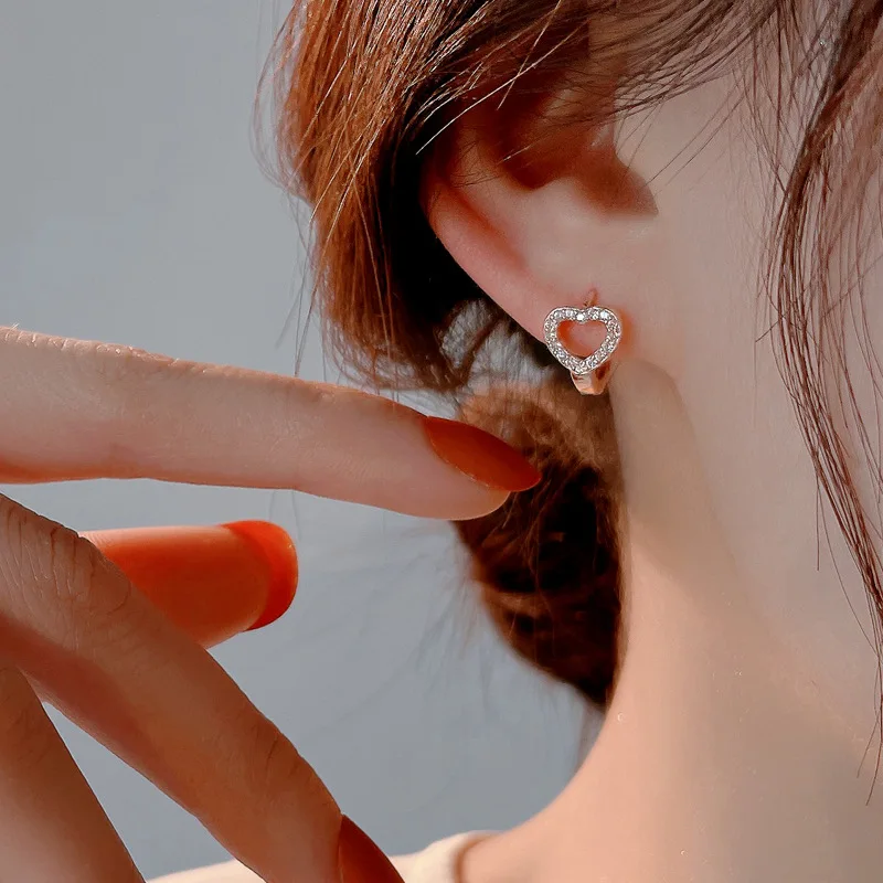 925 Sterling Silver Heart hoop Earrings Temperament Simple Inlaid Zircon for Women Wedding Jewelry Accessories hoop earrings silver earrings silver hoop earrings womens earrings heart hoop earrings heart earrings
