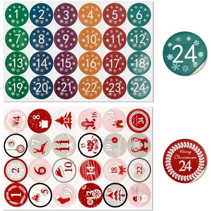 Digital Stickers Christmas Gifts 24 Round Seal Christmas Countdown Calendar Toys & Hobbies Classic Toys