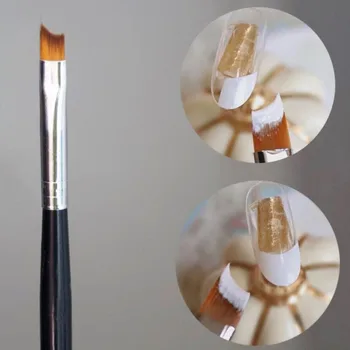 1 PC French Tip Oblique Nail Brush Black Handle Half Moon Shape Acrylic Painting Drawing Pen Nail Art Tool Nail Art Polish Brush
