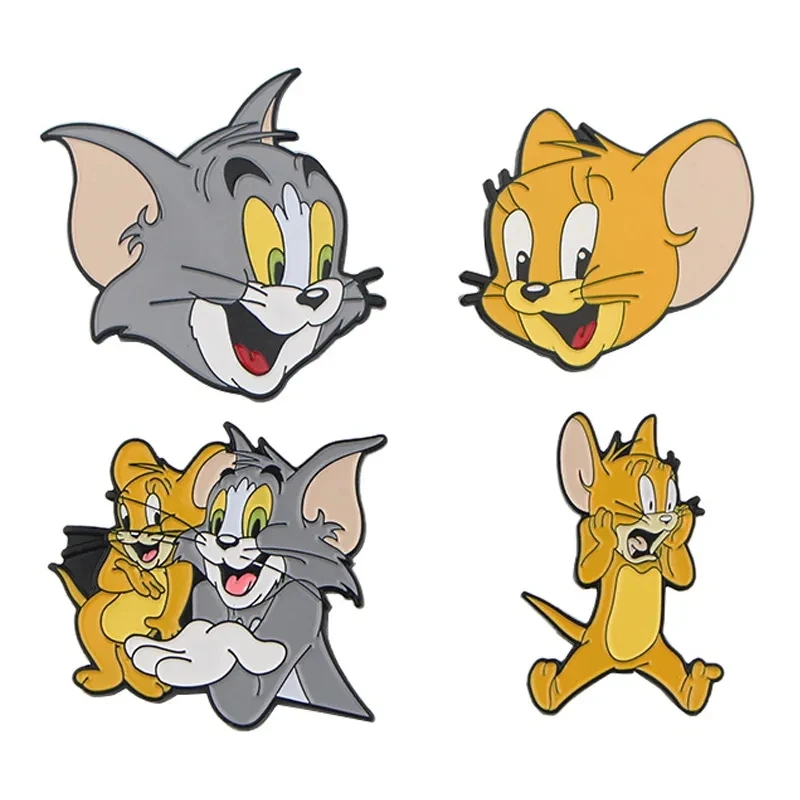 

Yellow Cat and Mouse Badge Animal Brooches Cartoon Lapel Pins Metal Badges Backpack Handbag Pins Jewelry Accessories Fans Gift