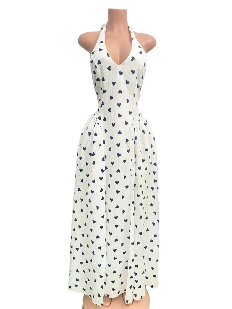 Wmstar Dress Wholesale A New French Polka Dot V Neck Backless Lace Up Long with A Halter Neck A Stylish Waist Cinching Slimming