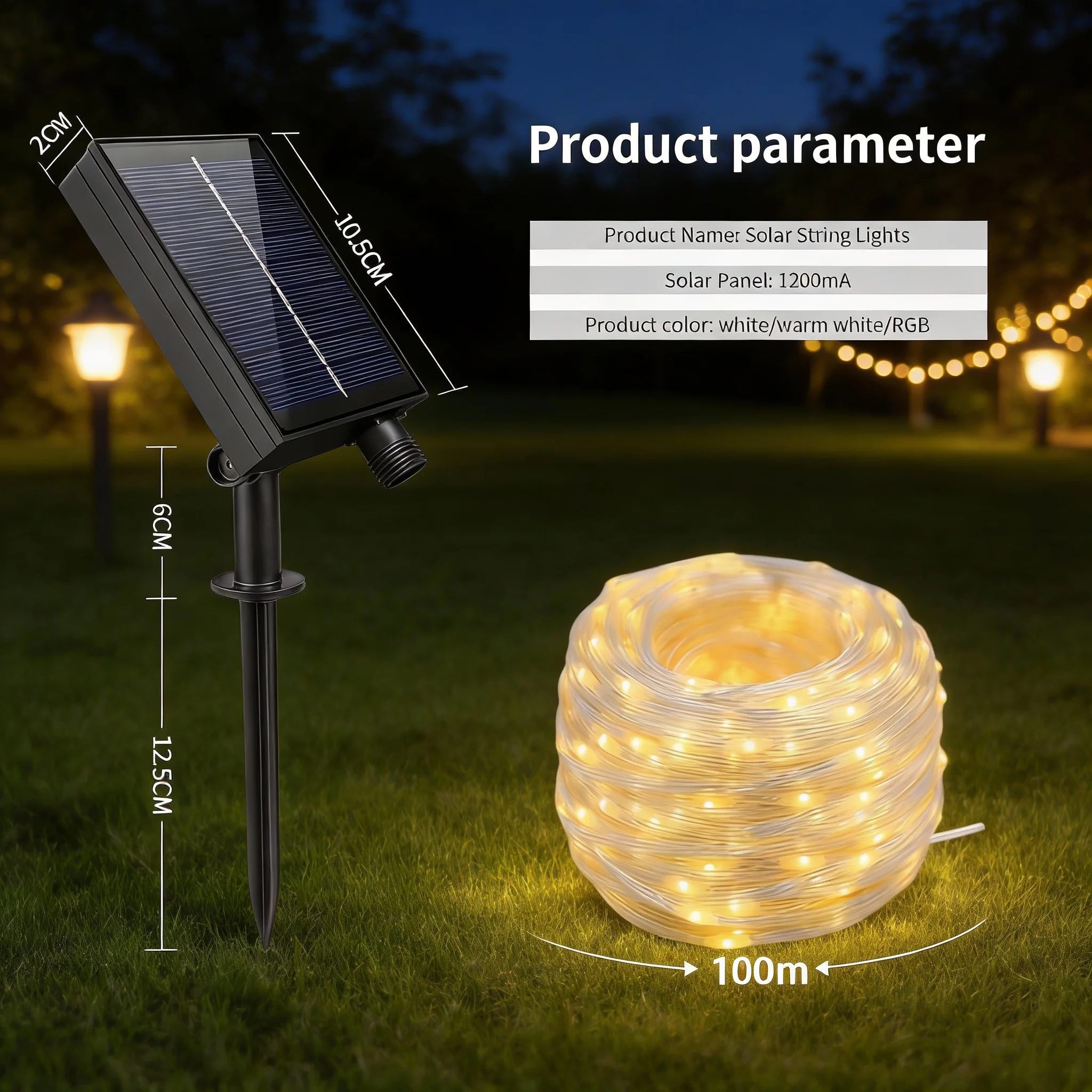 400m Solar Garden Rope Lights with 8 Models, IPX4 Outdoor/Indoor String Lights with Remote Control, Solar-Powered (800 LED)*4