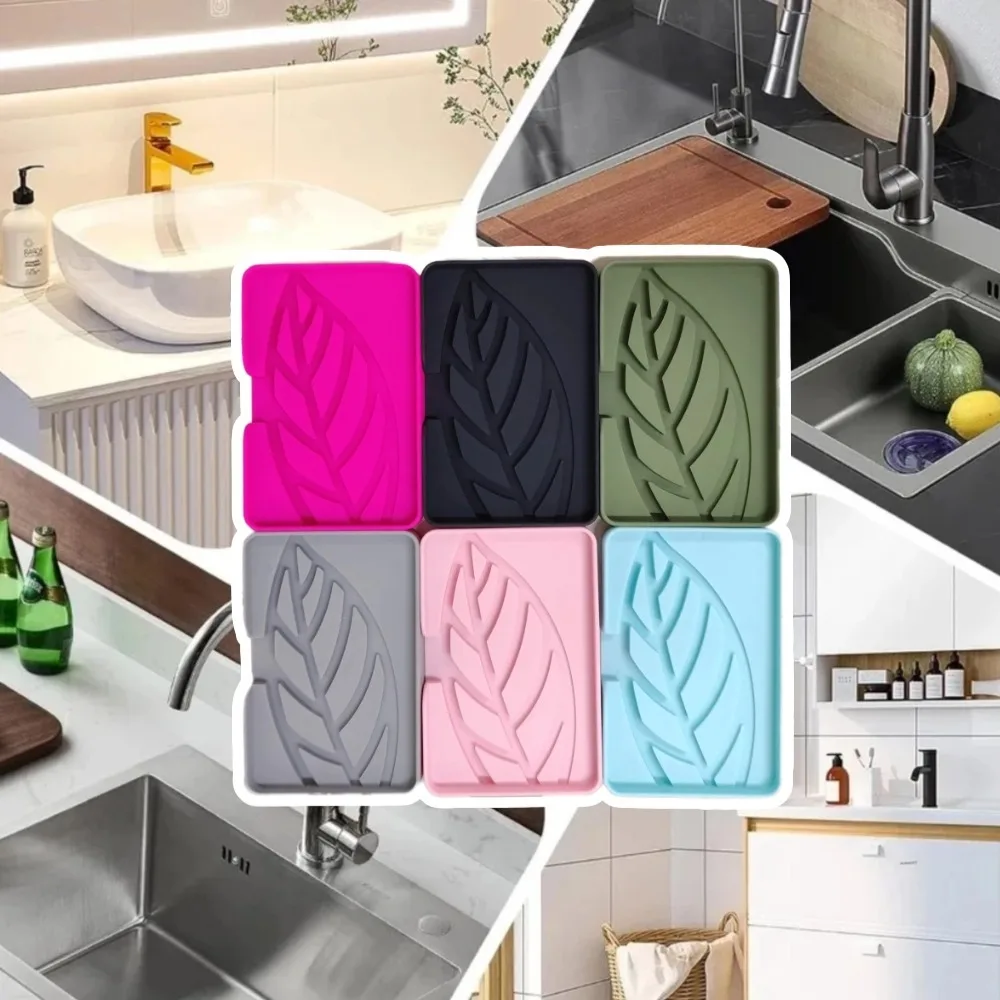 Kitchen Sink Sponge Holder Silicone Soap Dish Bar Soap Holder Self Draining Anti-slip Storage Rack Bathroom Kitchen Supplies 4