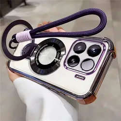 Enhanced Transparent Phone Case with Rope Lanyard Strap and Stand - Shockproof Cover for Smart 5 2020 (Purple)