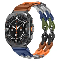 Silicone Chain Strap Replacement Wristband Bracelet for Galaxy Watch 7 Ultra (Camouflage colorful)