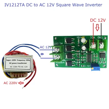 200W DC 12V a AC 12V Inverter 50Hz Modulo generatore di segnale a onda quadra 12W AC 12V a 220V Scheda trasformatore di potenza