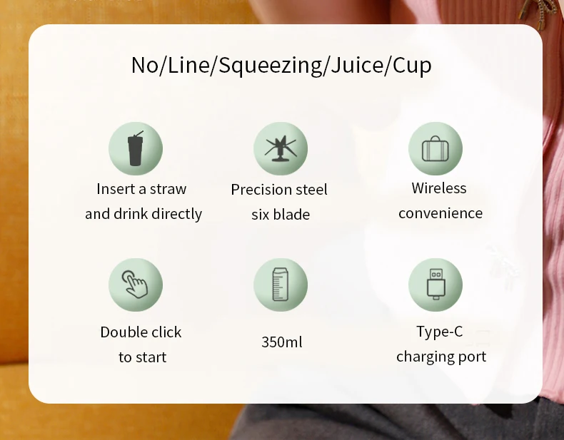 Description Picture 3 of itemNew Compact, Lightweight, and Convenient K5 Wireless Juice Cup - Rechargeable Mini Juicer - Portable Multifunctional Blender for