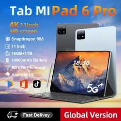 Tableta PC Pad 6 Pro versión oryginał globalny, Snapdragon 888, Android 13, 10000mAh, 16GB + 1TB, 5G, Tarjeta SIM Dual, WIFI,4K,HD