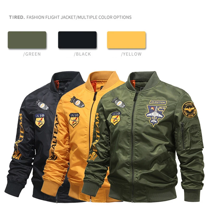 

Air Force Pilot Embroidery Sports Basic Bomber Jacket Men's Couple Coat Korean Version Streetwear Trend Baseball Coat Large Size