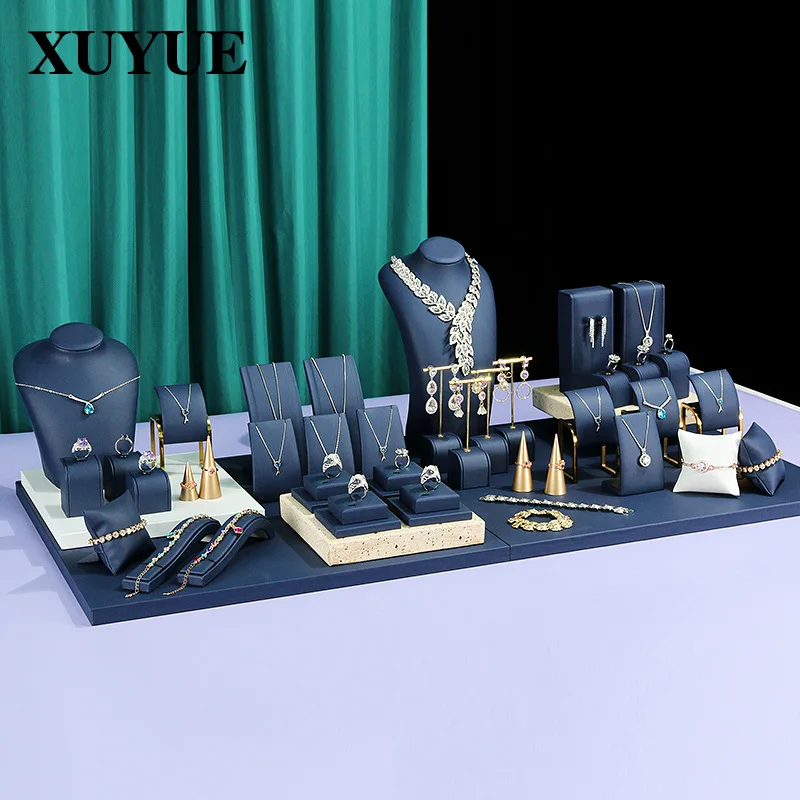 

New jewelry display rack blue suit Necklace Ring Earring Jewelry Rack jewelry display props in stock earring holder