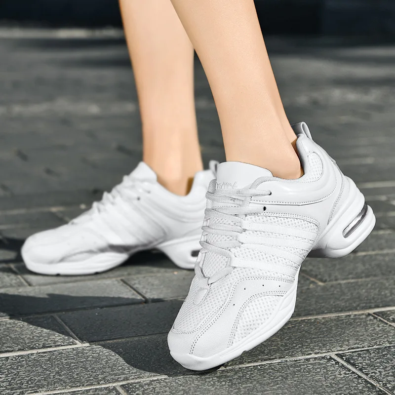 Square Dance Shoes Sneakers Elevated Women Dance Shoes Modern Dance Soft Sole Air Cushion Breathable Mesh Sports Shoes Women