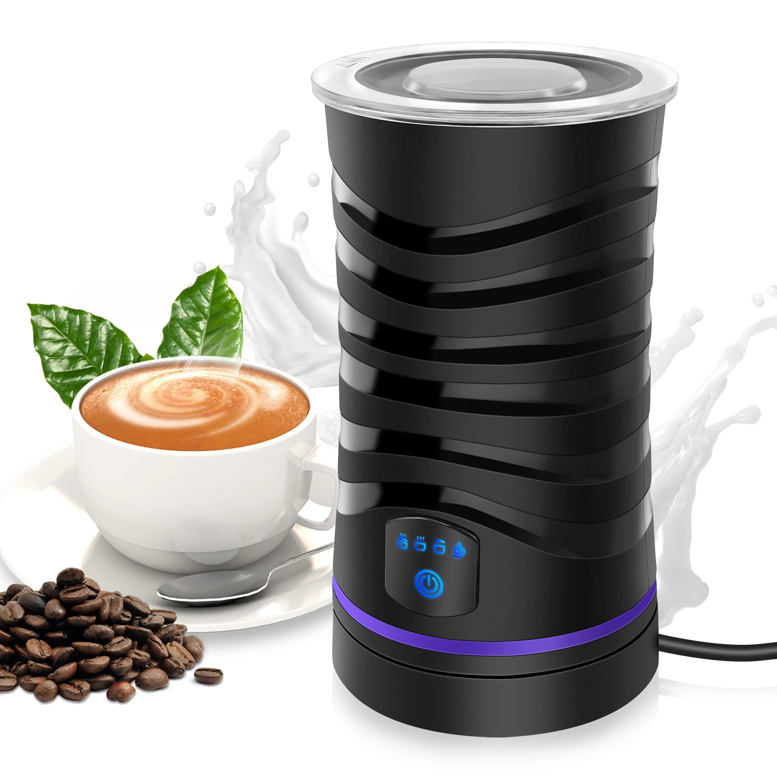 Mousseur à lait électrique 4 en 1 avec 4 modes Mousseur à lait électrique pour cappuccino, latte, moka, macchiato, chocolat chaud