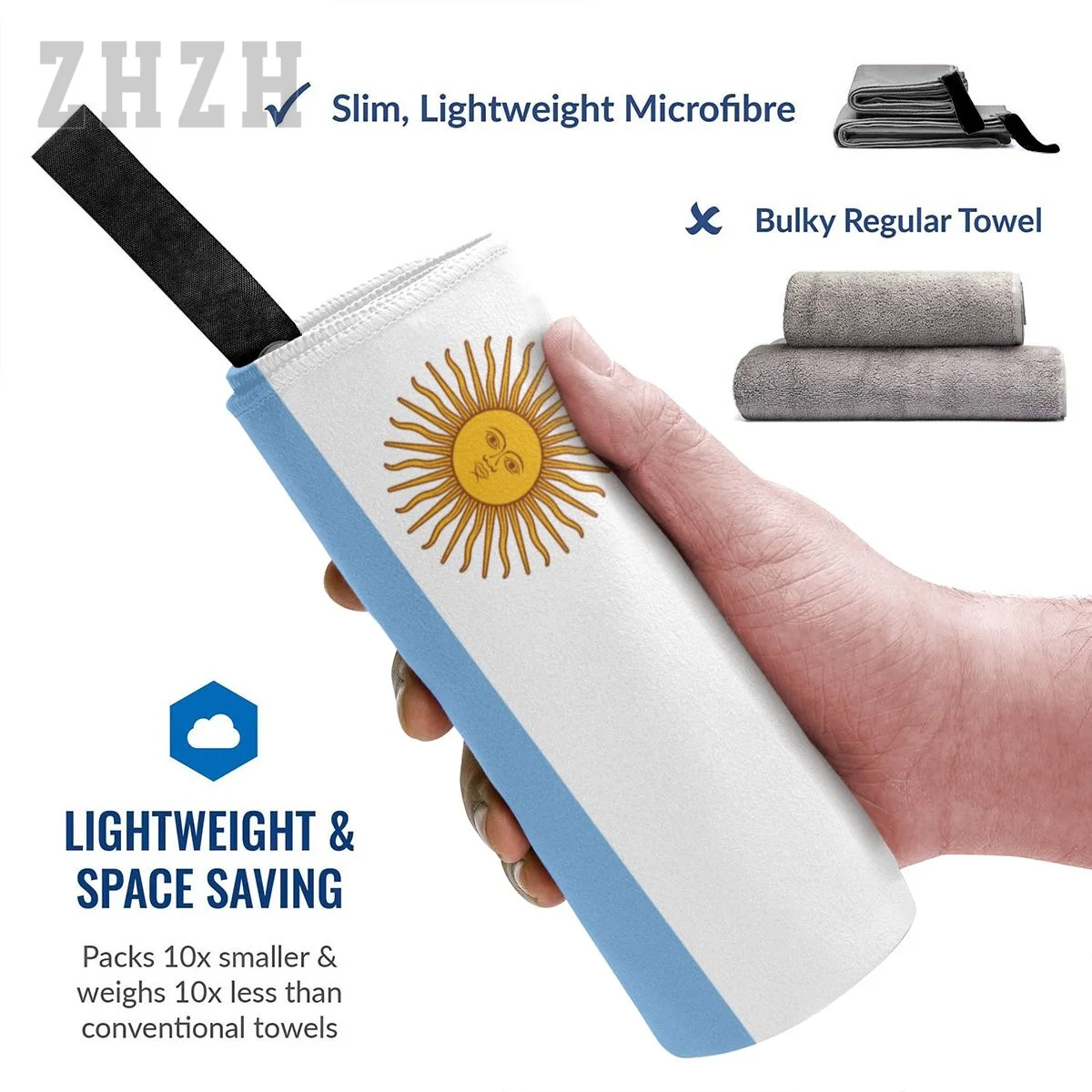 More Design Argentina Flag Emblem Bath Towel Quick dry Microfiber Absorbing Soft Water Breathable Beach Swimming Bathroom 3